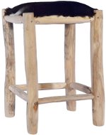 Barová stolička pravá koží kůže a masivní teak, 288810 - Barová židle