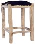 Barová stolička pravá kozia koža a masívny teak, 288810 - Barová stolička