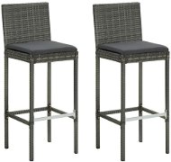 Zahradní barové stoličky s poduškami 2 ks šedé polyratan, 313436 - Barová židle