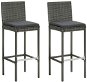 Záhradné barové stoličky s poduškami 2 ks sivé polyratan, 313436 - Barová stolička