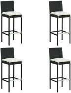 Záhradné barové stoličky s poduškami 4 ks čierne polyratan, 313437 - Barová stolička