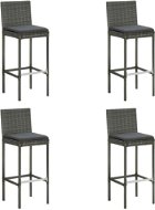 Záhradné barové stoličky s poduškami 4 ks sivé polyratan, 313438 - Barová stolička