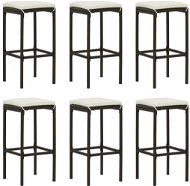 Barové stoličky s poduškami, 6 ks hnedé polyratan, 313448 - Barová stolička