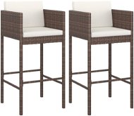 Barové stoličky, 2 ks s poduškami hnedé polyratan, 316656 - Barová stolička