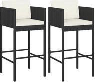 Barové stoličky 2 ks s poduškami čierne polyratan, 316657 - Barová stolička