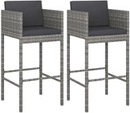 Barové stoličky, 2 ks s poduškami sivé polyratan, 316658 - Barová stolička