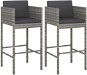 Barové stoličky, 2 ks s poduškami sivé polyratan, 316658 - Barová stolička