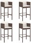 Barové stoličky 4 ks s poduškami hnědé polyratan, 316659 - Barová židle
