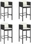 Barové stoličky 4 ks s poduškami čierne polyratan, 316660 - Barová stolička