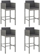 Barové stoličky 4 ks s poduškami sivé polyratan, 316661 - Barová stolička