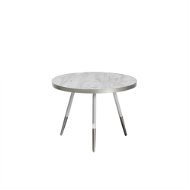 Kavárenský se vzhledem bílého mramoru a bílo-střibrnými nohami RAMONA - Konferenční stolek