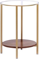 BELIANI se skleněnou deskou zlatý/tmavé dřevo O 40 cm LIBBY - Odkládací stolek