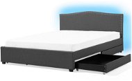 BELIANI postel s úložným prostorem a LED páskou MONTPELLIER 180 × 200 cm, šedá - Postel