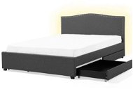 BELIANI postel s úložným prostorem a bílým LED MONTPELLIER 160 × 200 cm, šedá - Postel