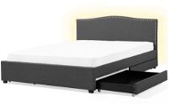 BELIANI postel s úložným prostorem a bílým LED osvětlením MONTPELLIER 180 × 200 cm, šedá - Postel