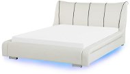 BELIANI postel s LED NANTES 140 × 200 cm, kožená, bílá - Postel