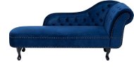 Modrá pohodlná sametová Chesterfield - pravá NIMES - Pohovka