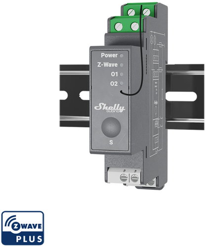 Shelly Wave 2, switching module 2x 16A on DIN rail, Z-Wave - Switching Relay - Main image