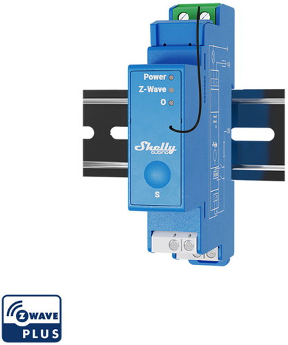 Shelly Wave 1, DIN rail switch module, Z-Wave - Switching Relay - Main image