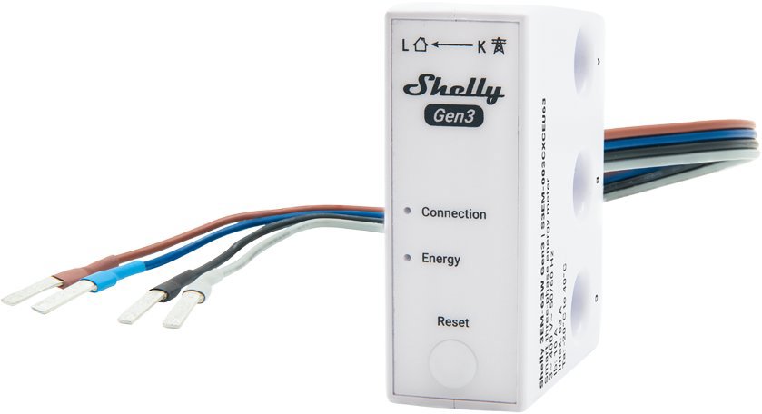 Shelly Gen3 3EM 63W Fogyasztásmérő, 3 fázisú, WiFi