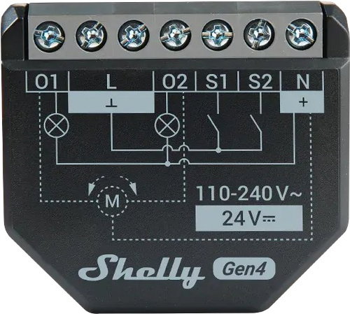 Shelly Gen4 2PM, 2-channel blinds control module, WiFi, Zigbee - Switching Relay - Main image