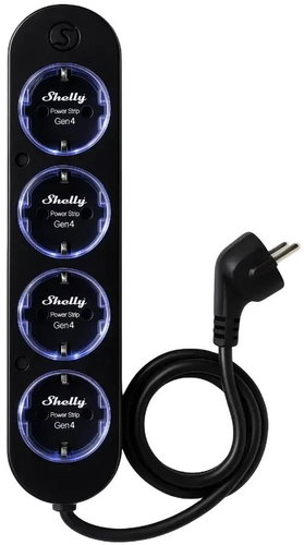 Shelly Powerstrip 4, 4-socket with power metering, WiFi, black - Smart Socket - Main image