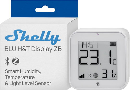 Shelly Blu H&T Display, Zigbee, Bluetooth, White - Humidity Sensor - Main image