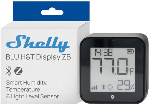 Shelly Blu H&T Display, Zigbee, Bluetooth, Black - Humidity Sensor - Main image