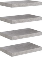 SHUMEE Plovoucí nástěnné police 4 ks, 40 × 23 × 3,8 cm, MDF, betonově šedé - Police