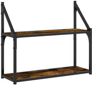 SHUMEE 2patrová nástěnná police 60 × 21 × 51 cm, kompozit, kouřový dub - Police