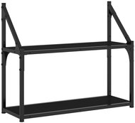 SHUMEE 2patrová nástěnná police 60 × 21 × 51 cm, kompozitní dřevo, černá - Police