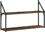 SHUMEE 2patrová nástěnná police 80 × 21 × 51 cm, kompozit, kouřový dub - Police
