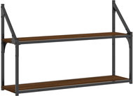 SHUMEE 2patrová nástěnná police 80 × 21 × 51 cm, kompozitní dřevo, hnědý dub - Police