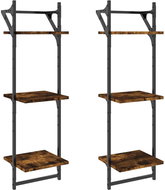 SHUMEE 3patrové Nástěnné police s tyčemi 2 ks, 30 × 25 × 100 cm, kouřový dub - Police