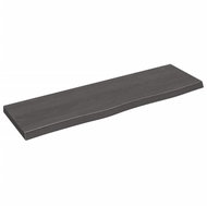 SHUMEE Nástěnná police 100 × 30 × (2-4) cm, ošetřený masivní dub, tmavě hnědá - Police