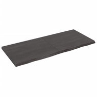 SHUMEE Nástěnná police 140 × 60 × (2-4) cm, ošetřený masivní dub, tmavě hnědá - Shelf