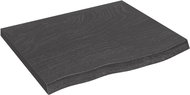 SHUMEE Nástěnná police 60 × 50 × (2-4) cm, ošetřený masivní dub, tmavě hnědá - Shelf