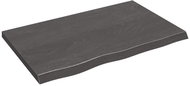 SHUMEE Nástěnná police 80 × 50 × (2-4) cm, ošetřený masivní dub, tmavě hnědá - Shelf