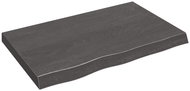 SHUMEE Nástěnná police 80 × 50 × (2-6) cm, ošetřený masivní dub, tmavě hnědá - Shelf