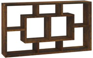 SHUMEE Nástěnná police s 8 přihrádkami, kouřový dub - Shelf