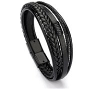Leather bracelet 23cm black - Bracelet