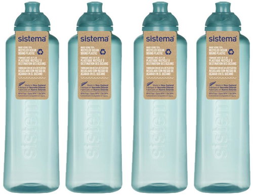Sistema® Ocean Bound Swift Squeeze Twist 'n' Sip Bottle 480 ml 4 pack, mint - Drinking Bottle - Main image