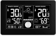 Solight Wetterstation mit extra großem schwarz-weißem Display - Temperatur, Luftfeuchtigkeit, Luftdruck, RCC, USB-Aufladung, schwarz - Wetterstation