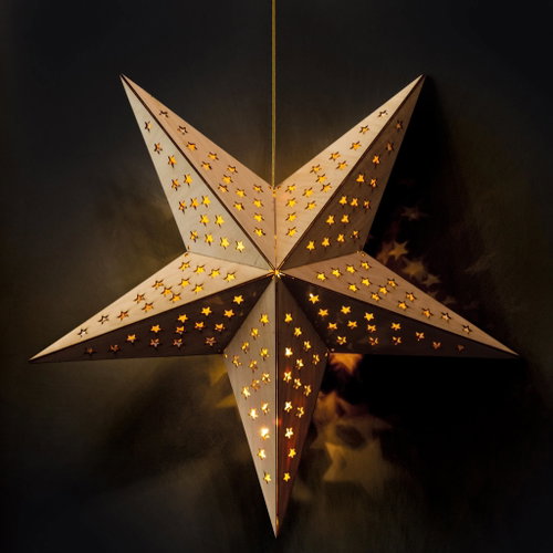 Solight LED Holz-Weihnachtsstern, zum Aufhängen, Timer, 20x LED, 65 cm - Weihnachtsbeleuchtung