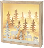 Solight LED 3D Wooden Christmas Decoration in a Frame, 12× LED, 25cm, 2× AA - Christmas Decoration