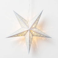 Solight Silver LED Christmas Star, Hanging, Timer, 40cm, 15× LED, 2× AA - Christmas Decoration
