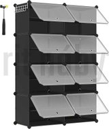 Songmics Lux modular shoe rack with 8 doors clear/black - Shoe Rack