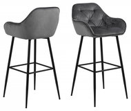 Design Scandinavia Barové židle Brooke (SET 2ks), tkanina, tmavě šedá - Barová židle