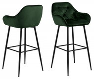Design Scandinavia Barové židle Brooke (SET 2ks), tkanina, tmavě zelená - Barová židle