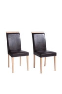 Danish Style Jídelní židle Reve (SET 2 ks), tmavě hnědá / přírodní dřevo - Jídelní židle